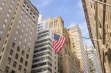 Vista de Wall Street, o distrito financeiro de Nova York