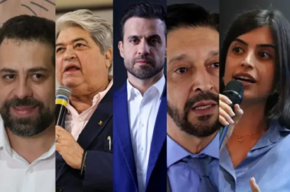 Guilherme Boulos (PSOL), José Luiz Datena (PSDB), Pablo Marçal (PRTB), Ricardo Nunes (MDB) e Tabata Amaral (PSB)