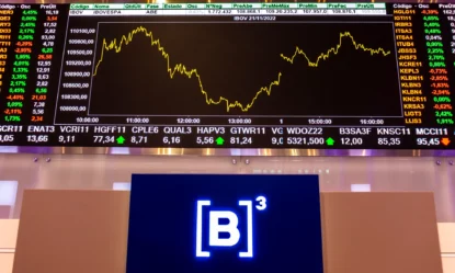 Imagem do painel da B3, a Bolsa brasileira.