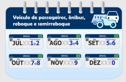 Calendário pagamento para veículo de passageiros, ônibus, reboque e semirreboque.